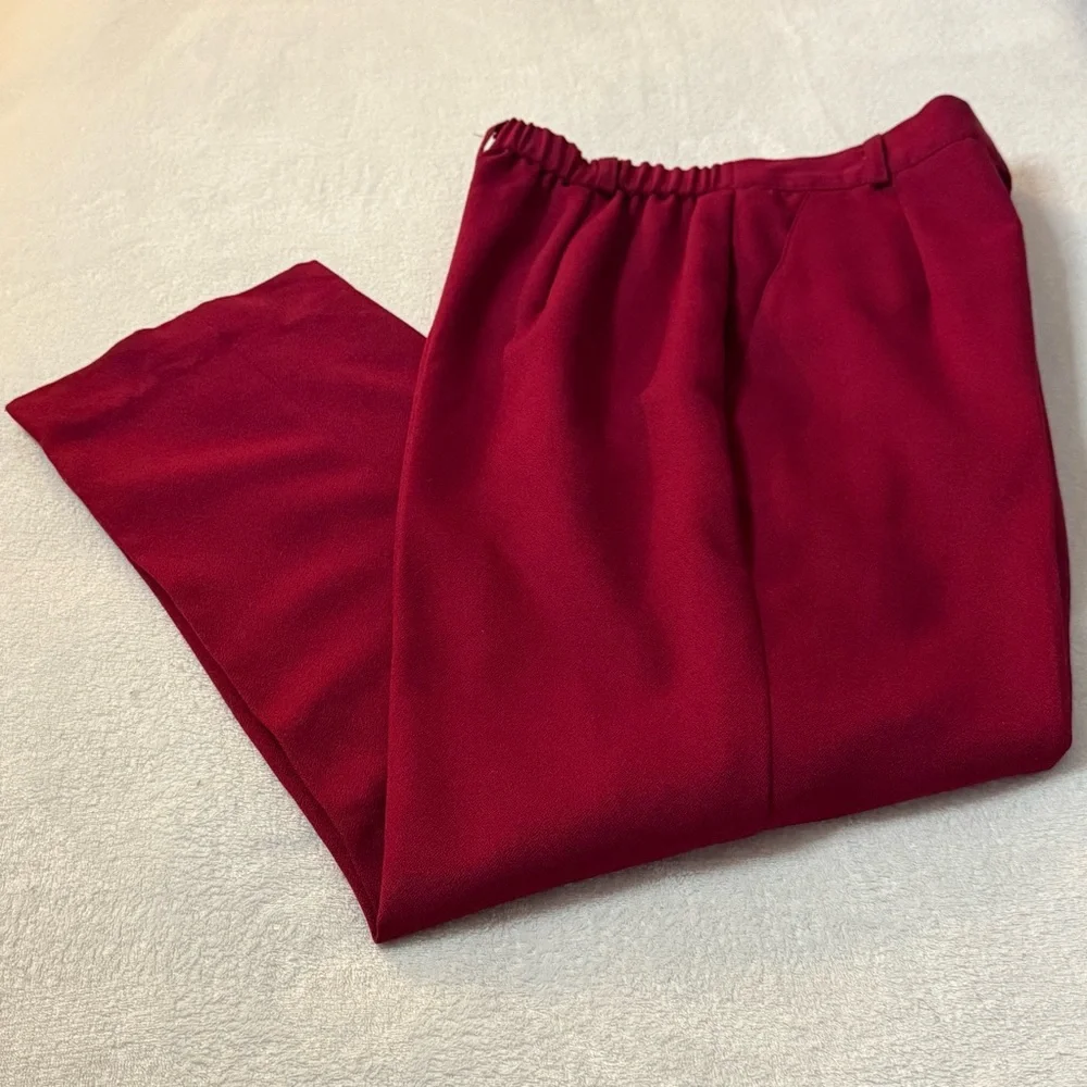 Napa‎ Studio Women's Lined Straight Leg Pants, Side Pockets, Maroon, Size 10